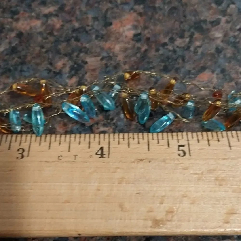 Chic Beaded Necklace with Blue and Brown Accents.